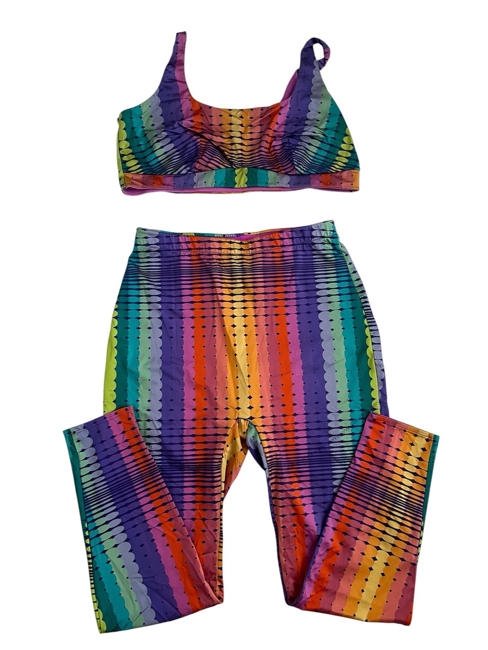 YITTY Rainbow Stripe Active Leggings & Sports Bra - Multicolor